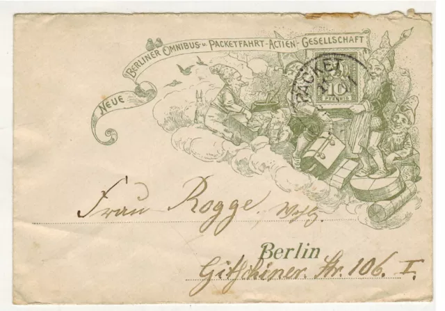 Ganzsache, Brief "Neue Berliner Omnibus u. Packetfahrt ..." Berlin 1891 gest.