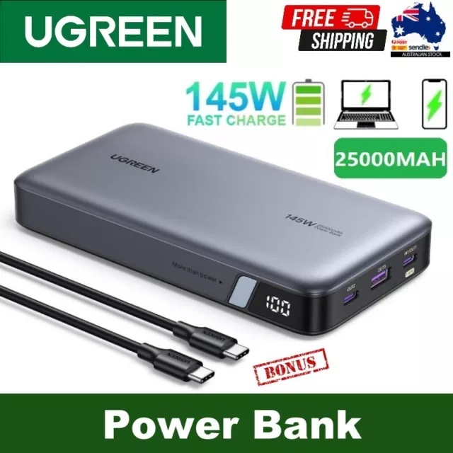 UGREEN 145W 25000mAh Power Bank 3-Port Portable Charger PD 3.1 for Laptop