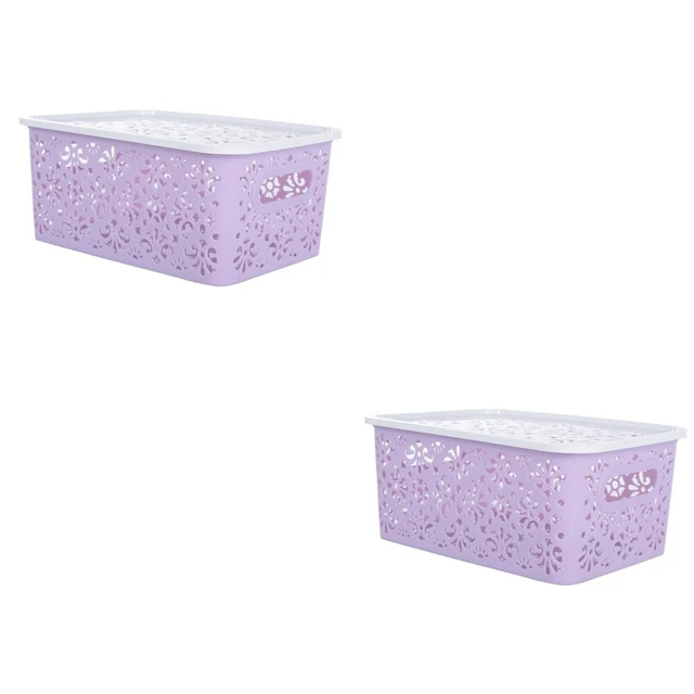 Set 2 Cestino Portaoggetti Plastica Con Contenitore Di Stoccaggio
