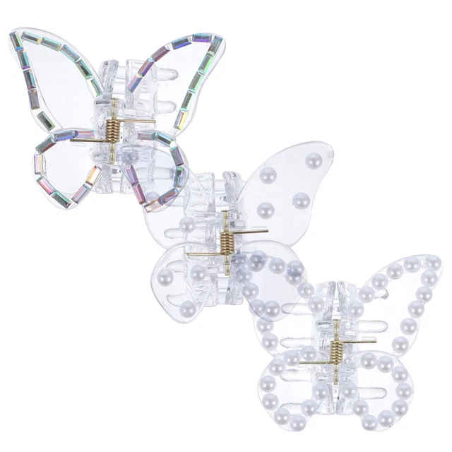 Ferretto per capelli strass farfalla clip artigli perla graffette per artigli resina