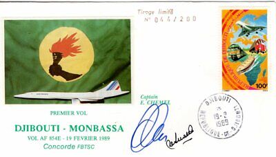 Enveloppe 1er vol Concorde Dakar-Gbadolite 1989 signature Chemel 