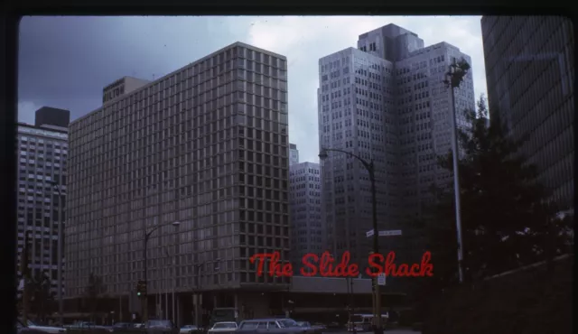 Pittsburgh Pennsylvania downtown street scene Hilton Hotel 1966 Kodachrome slide