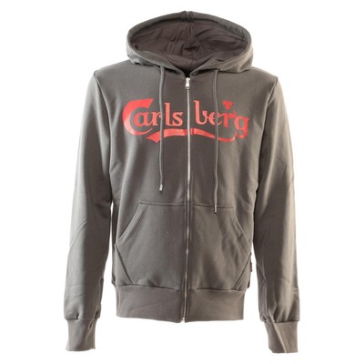 CARLSBERG Cerniera Intera Felpa Taglia Small Grigio Logo Ricamato Giacca Maglione Birra 