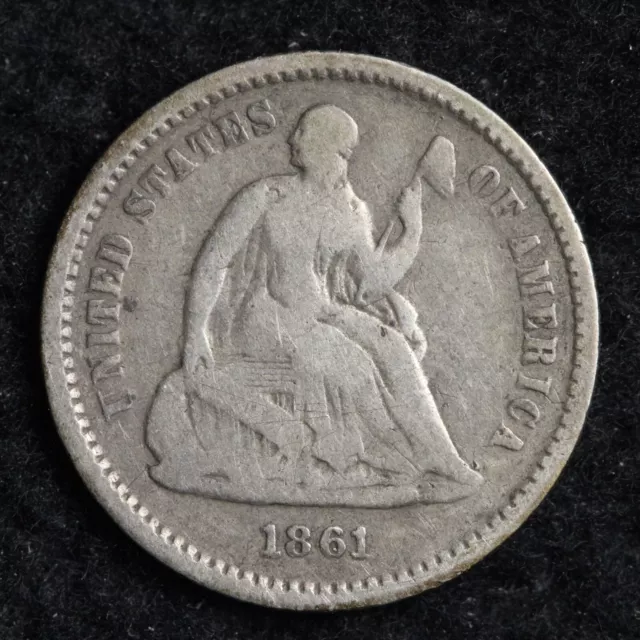 1861 Seated Liberty Silver Half Dime CHOICE FINE E269 AVNN