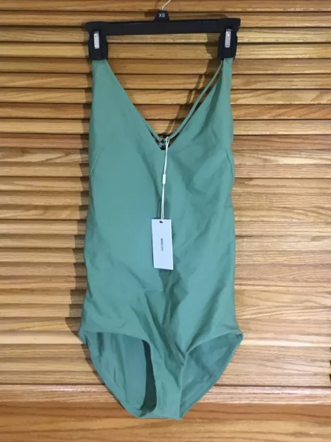 Mikoh Womens Size Small Green One Piece “X” Back Swimsuit ZP-A112