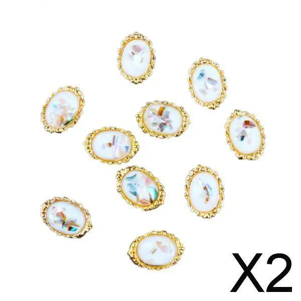 2X 10pieces Glitter Edelsteine ​​3d Nagelkunst Aufkleber