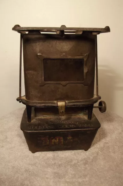 Vintage GAME JR Sad Iron Heater nickel trim Kerosene