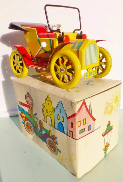Jouet en tôle imprimé ancien - Tacot mécanique FORD T sans