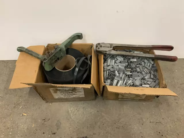 ✅Manual Pallet Strapping Banding Tool Kit 7145BE Tools 3300' Band, 2000 Clips