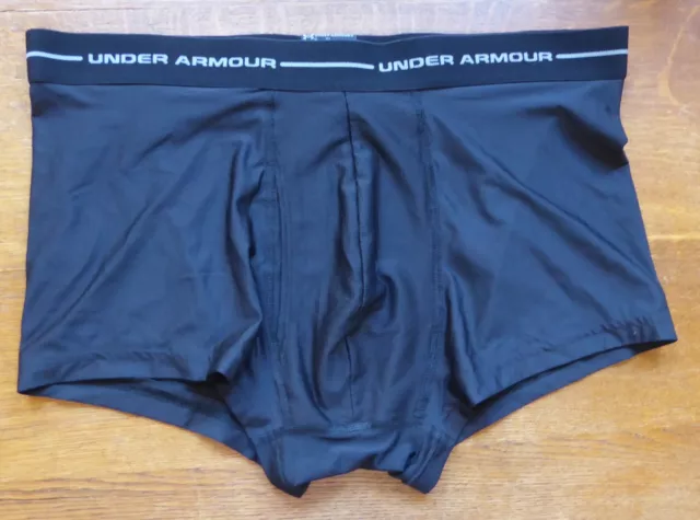 Vtg. Under Armour men's boxer trunk shorts, black, fly opening, XL, China, NWOT
