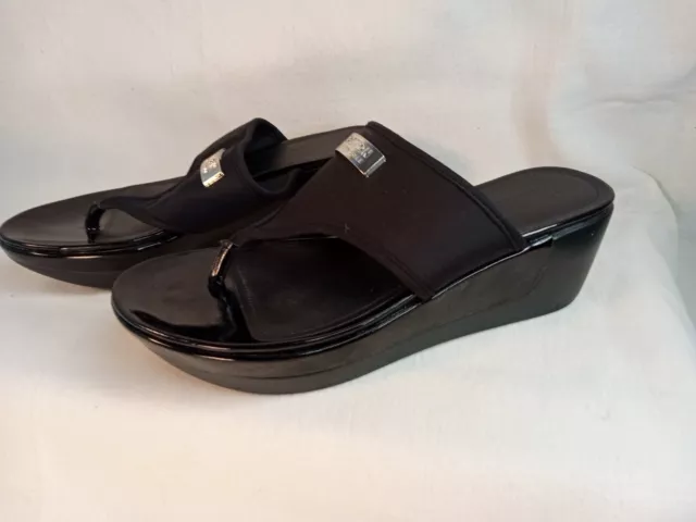 KENNETH COLE REACTION Women's Black Neoprene Pepea Star Wedge Sandals 8.5