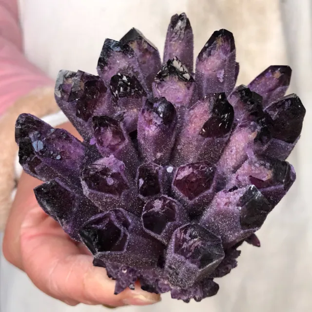 415g Find purple Phantom Quartz Crystal Cluster Mineral Specimen Healing X763