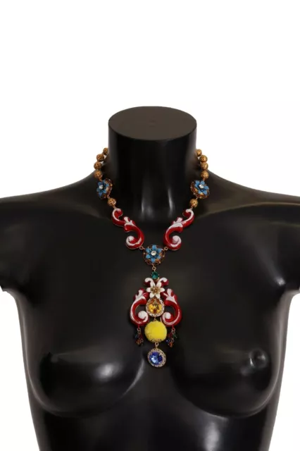Dolce&Gabbana Women Multicolor Necklace Brass Carretto Sicily Chain Size 40 cm