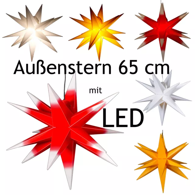 Mit LED!  Stern außen, Adventsstern, Weihnachtsstern, Außenstern, GROSS, 65 cm