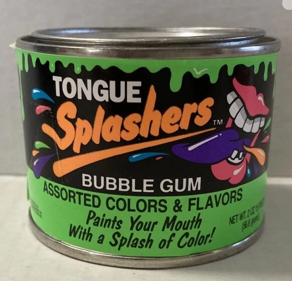 VINTAGE 90'S TONGUE Splashers Bubble Gum Paint Can Collectible Tin
