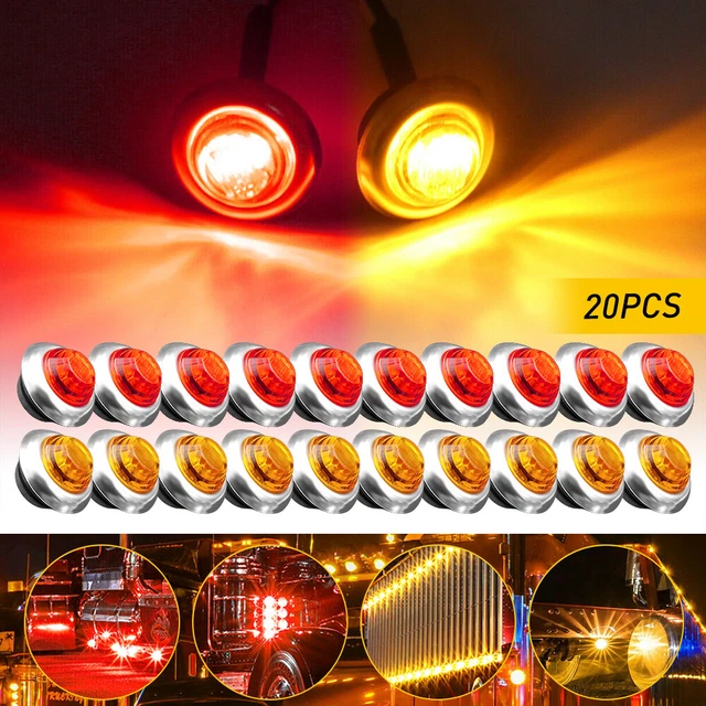 20X Side Marker Clearance Trailer Truck RV LED Light Amber/Red 12/24V Waterproof