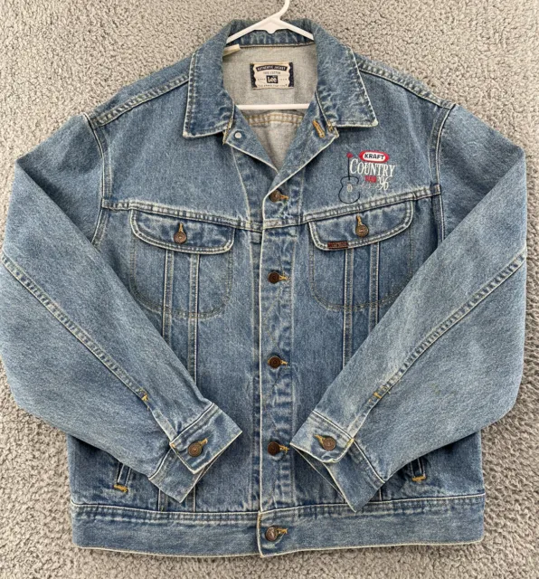 Vintage Lee Jeans Denim Jacket Mens Large Trucker Kraft Country Tour 1996 USA