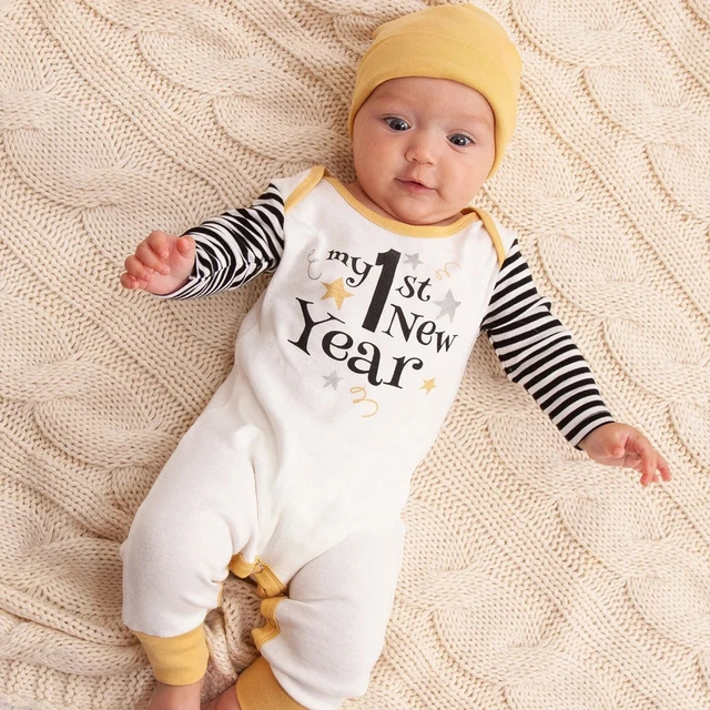 My First New Year Kleidung Neugeborenes Säugling Baby Junge Mädchen Outfits ST