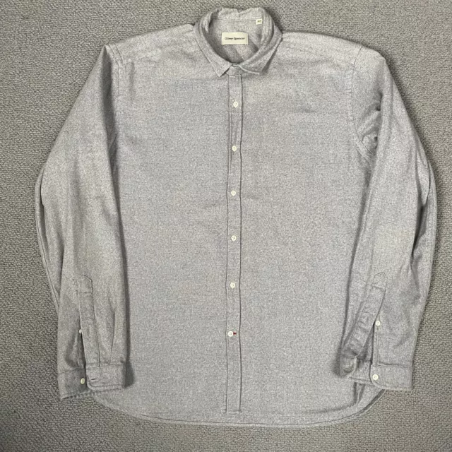 OLIVER SPENCER Shirt Men’s Large 16.5 Grey Long Sleeve Button Up