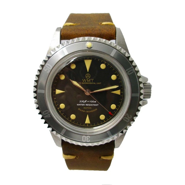 Montre Plongeuse Automatique Walter Mitt Sea Diver - Acier 316L, Cadran Noir, Bracelet Cuir - Neuf