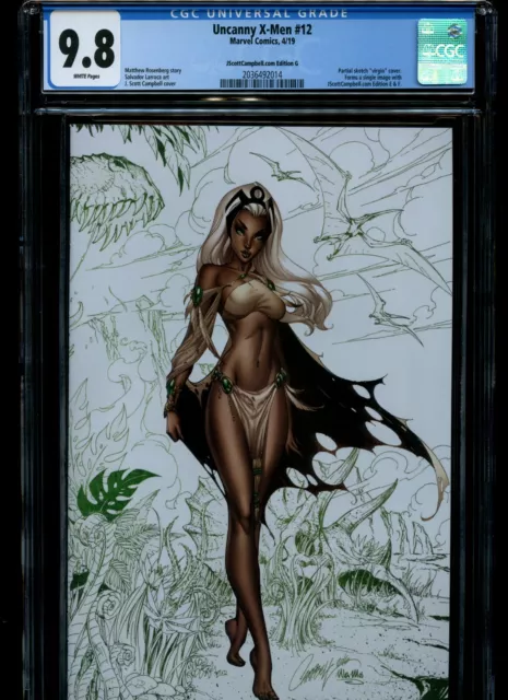 Uncanny X-men #12 Campbell Virgin Sketch Variant G, CGC 9.8! Storm!