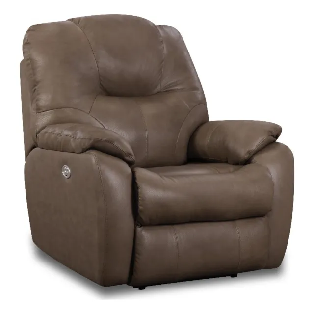 Southern Motion Avalon Leather Power Headrest Rocker Recliner in Brown/Sand
