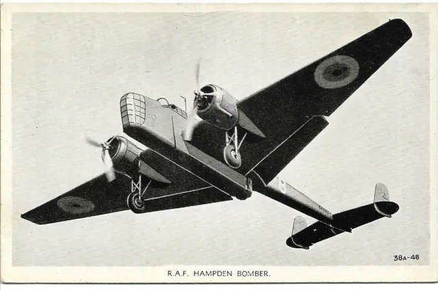 RAF HAMPDEN BOMBER  UNUSED VALENTINES B&W 1940's POSTCARD REF 623