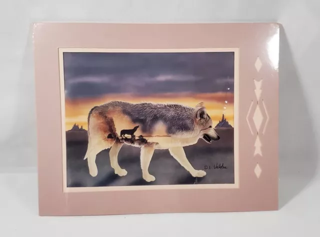 VINTAGE D.L. VALDES Art from the Spirit Lobo Wolf Signed Paper Framed ...