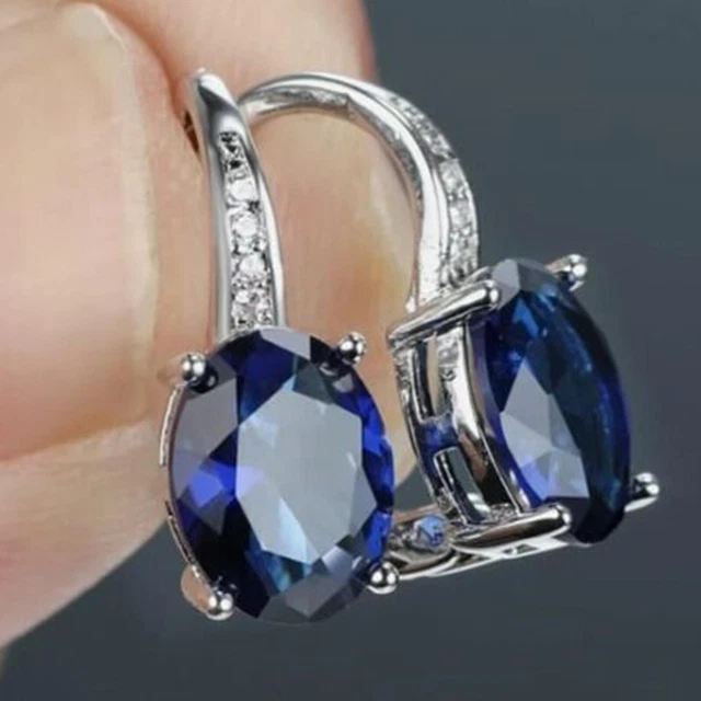 Orecchini Pendenti a Goccia con Zirconi Blu Zaffiro contornati con Zirconi Bianchi in ARGENTO 925 Galvanica Rodio 11992 Orecchini Pendenti a Goccia con Zirconi Blu Zaffiro contornati con Zirconi Bianchi in ARGENTO 925 Galvanica Rodio 11992