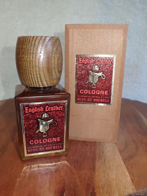 Botella completa vintage de cuero inglés colonia de 4 oz con caja