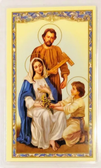Holy Family Jesus Mary Joseph Laminated Holy Card with Family Prayer