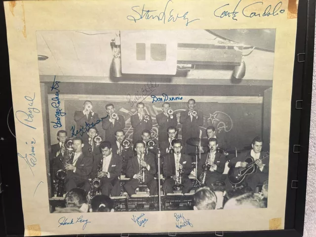 Vtg. Photo Copy With Jazz Autographs Conte Candoli Stan Levey & 8 More