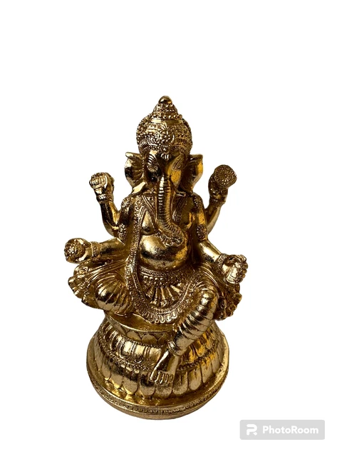Gold-Effect Ganesha Ornament Statue Ganesh Objet Buddha Elephant Calm Zen Gift