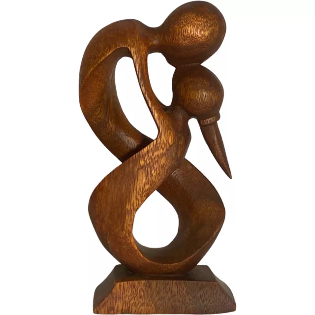 8" Wooden Abstract Sculpture Statue Hand Carved "Always Yours" Gift Home Decor