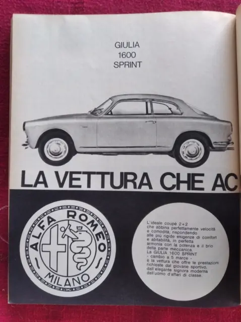 ALFA ROMEO Giulia 1600 Sprint Spider PUBBLICITA'  ADV Werbung ORIGINALE anni '60