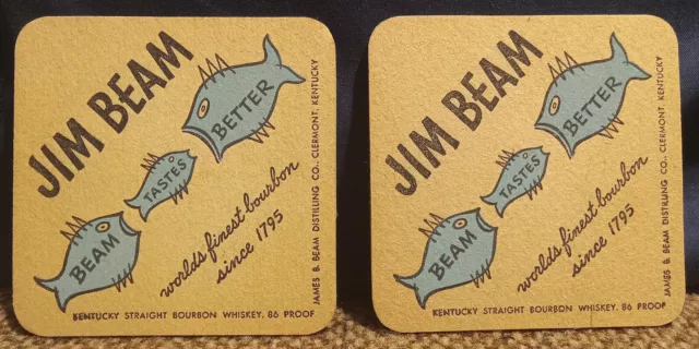 Vintage Jim Beam Whiskey Coasters (2) - Beam Tastes Better - Rare Old Bourbon