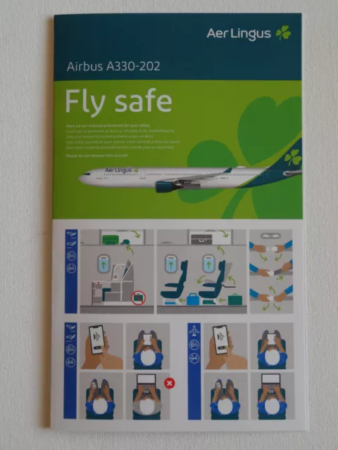 Aer Lingus Airbus A330-202 Issue 4 - January 2019 Safety Card Ireland Airline