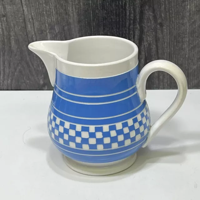 Villeroy & Boch Dresden Checker ware  4.5" Pitcher Circa 1900 Blue White Germany