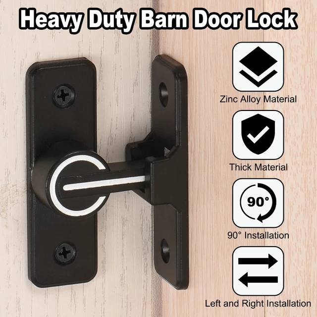 Barn Door Lock Sliding Barn Door Latch Lock 90 Degree Gate Latch Black 3