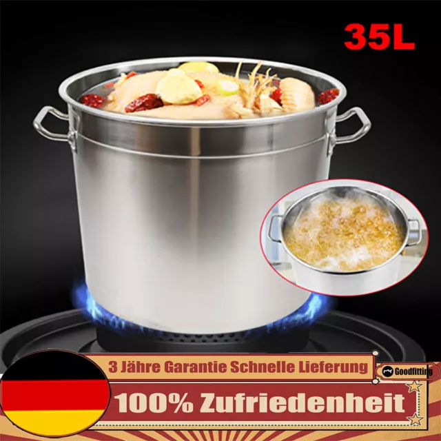35 Liter Gastronomie Kochtopf Eintopf  Kochtopf Suppentopf mit Edelstahl Deckel