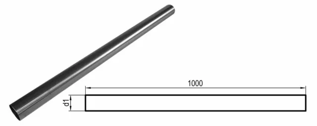 Fox Edelstahl Universal Rohr ungeweitet, Durchmesser d1 Ø 40mm, Länge 1 Meter