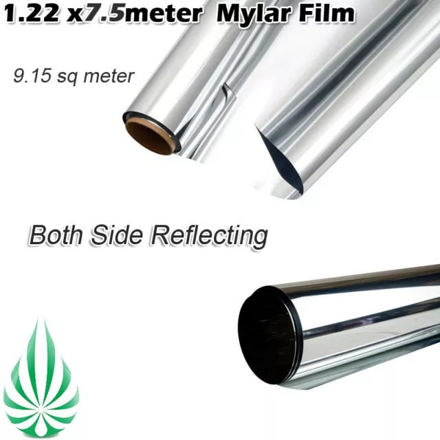 Hydroponics Silver Mylar Hydro Film 1.22x7.5M 2mil Both Side Foil Reflection