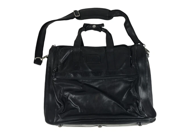 Tumi Unisex Adults Black Genuine Leather Adjustable Shoulder Strap Laptop Bag