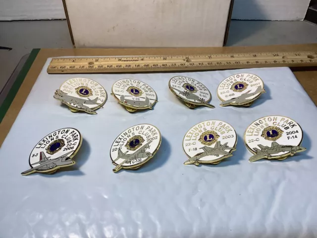 Lexington Park Lions Club Military Aircraft Pins. Lot Of 8 Pins.  2000-2007