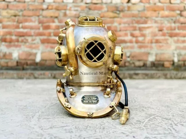 Copper brass boston diving helmet - U.S navy mark V helium DESCO diving helmet