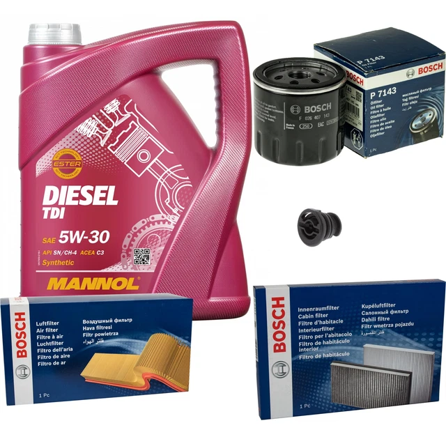 Bosch Inspection Set 6 L mannol Diesel Tdi 5W-30 pour Alfa Romeo 159 2