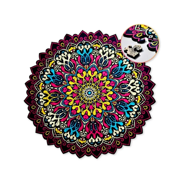 Wooden Jigsaw Puzzles Colorful Mandala - 203 Geometric Unique Shape Pieces La...
