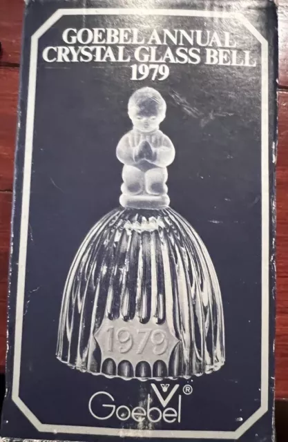 Goebel Annual Crystal Glass Bell 1979 West Germany Frosted Praying Child Vintage