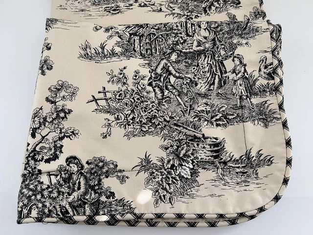 2 Waverly Toile Pattern Black/Cream Standard Pillow Shams Contrasting Edge 2 Waverly Toile Pattern Black/Cream Standard Pillow Shams Contrasting Edge