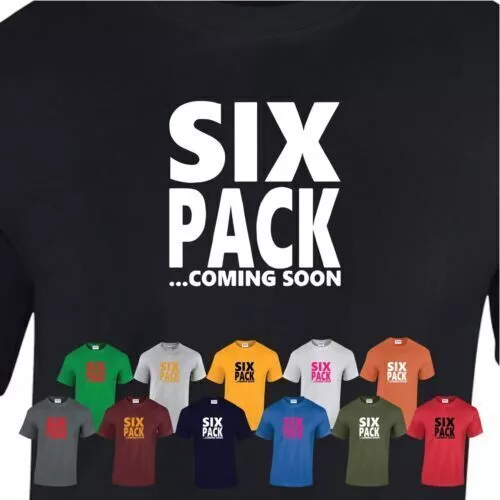 T-shirt top regalo unisex Six Pack Coming Soon Uomo Donna Divertente Novità